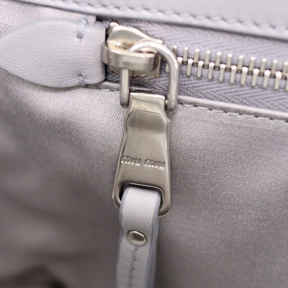 Miu Miu Handbag Shoulder Bag Nappa Intrecciato Leather Gray Cloud - Picture 9 of 9